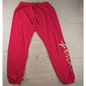 Victoria's Secret Pink Sweatpants Joggers Size S Red Gold Foil Cursive